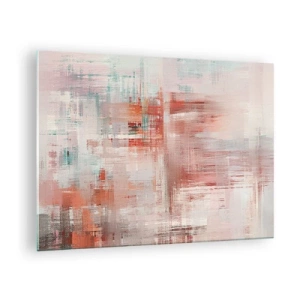 Quadro em vidro - Uma composição abstrata em tons de vermelho e bege. - 70x50cm - Nebuloso. Mas rosa - Decoração de parede moderna para a sala de estar e quarto ARTTOR