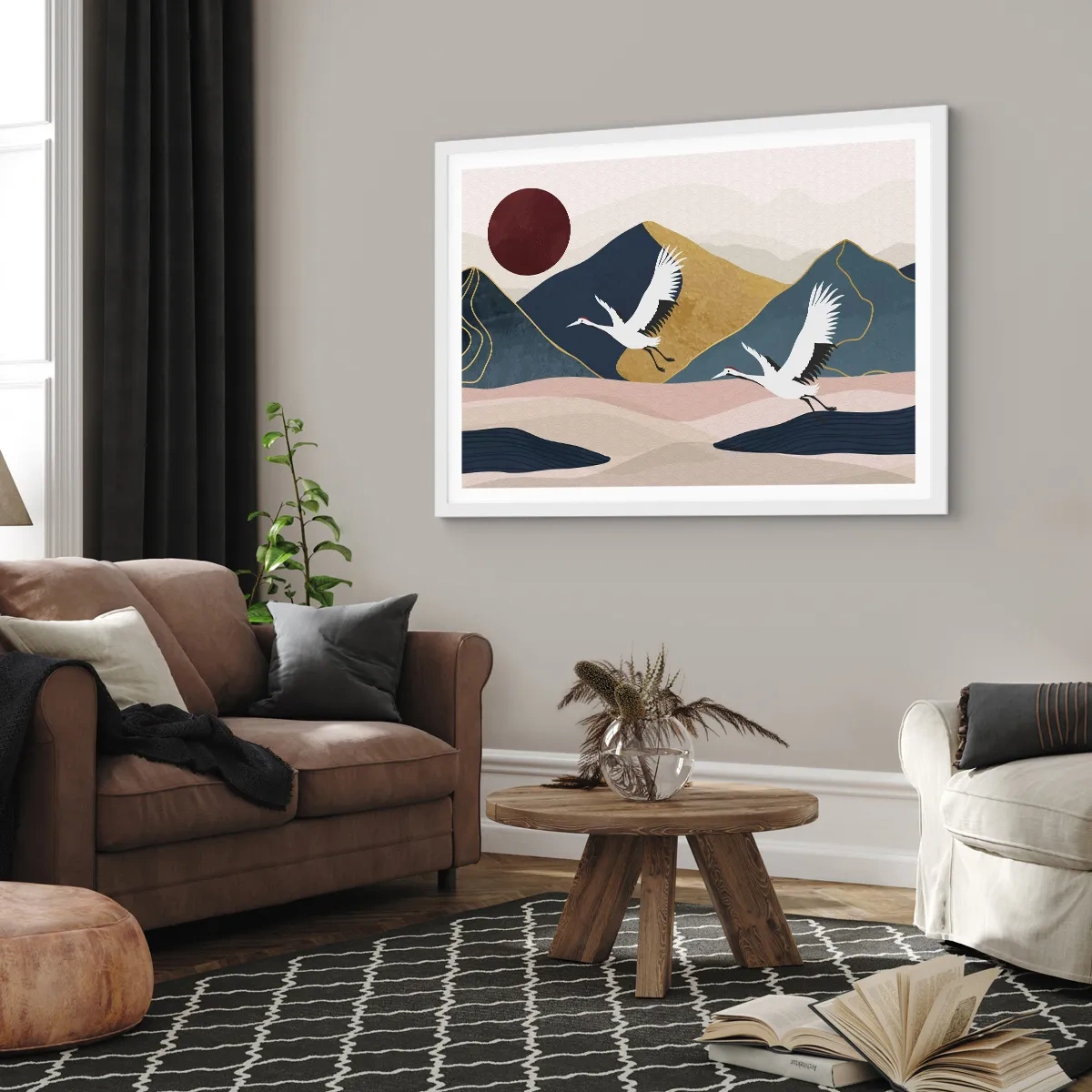 Pôster em moldura branca - E o dia acaba novamente - 91x61 cm