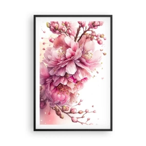 Pôster com moldura preta - Flor de cerejeira - 61x91 cm