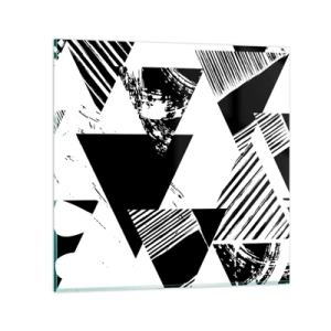 Quadro em vidro - Chuva de triângulos - 30x30 cm