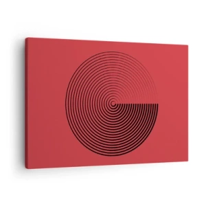 Quadro em tela - Círculos concêntricos em um fundo vermelho - 70x50cm - Movimento circular - Decoração de parede moderna para a sala de estar e quarto ARTTOR
