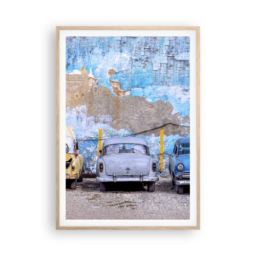 Pôster com moldura de carvalho claro - Encontro de Veteranos - 70x100 cm