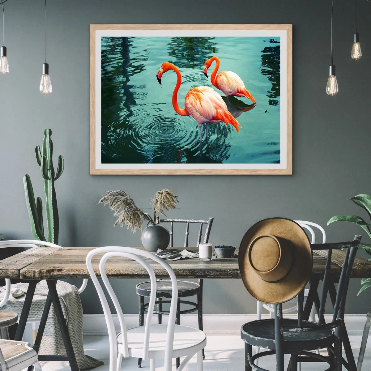 Pôster com moldura de carvalho claro - Estamos na moda agora - 50x40 cm