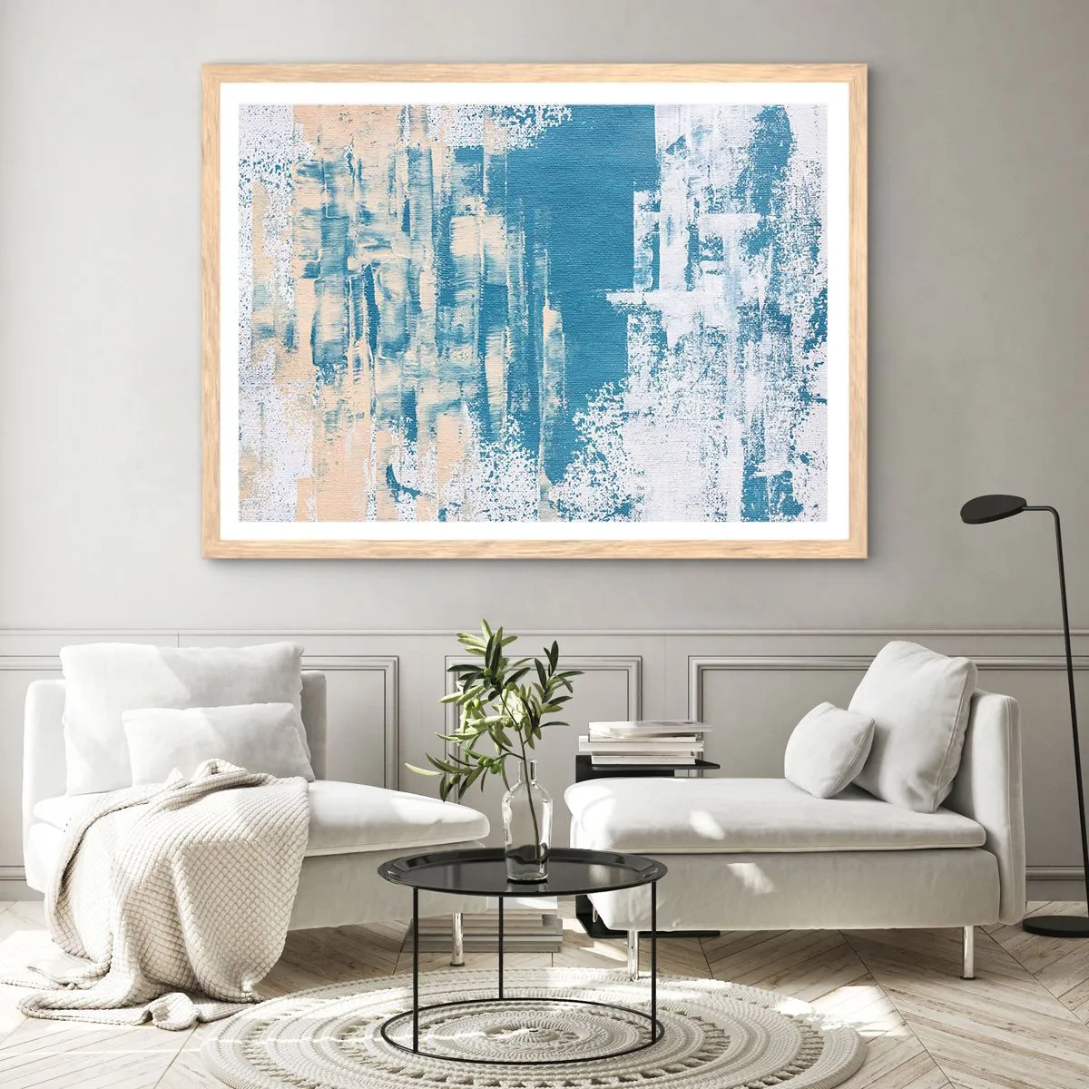 Pôster com moldura de carvalho claro - Através da estalactite de gelo - 50x40 cm