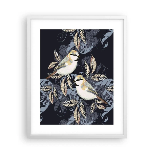 Pôster em moldura branca - Canto amarelo-azul - 40x50 cm