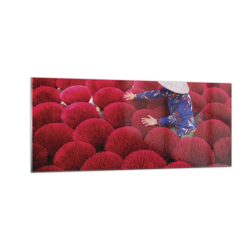 Quadro em vidro - No campo de arroz - 100x40 cm