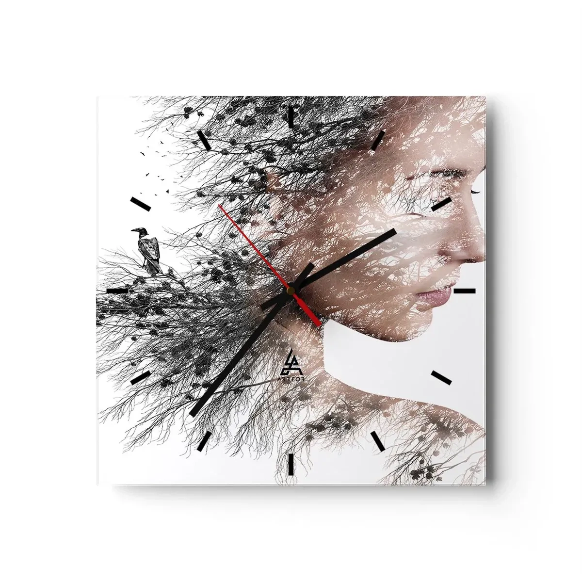 Relógio de parede - Relógio em vidro - Espírito da floresta - 40x40 cm