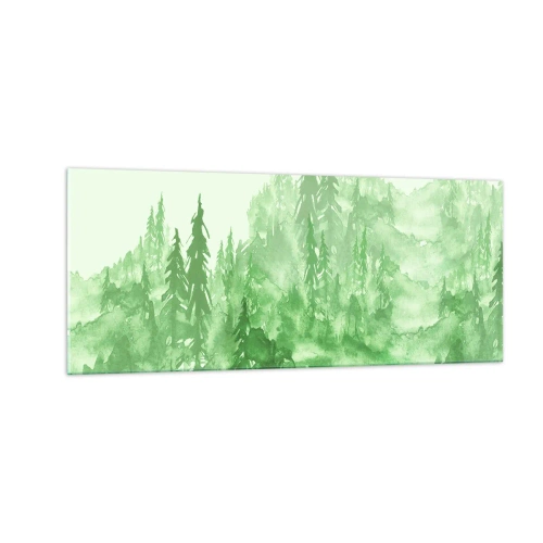 Quadro em vidro - Desfocado pela névoa verde  - 100x40 cm