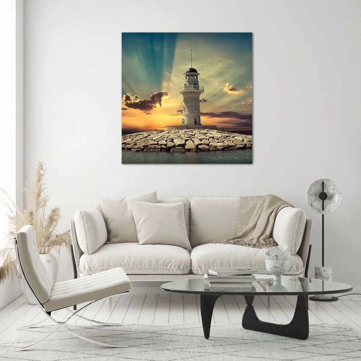 Quadro em vidro - Luz - Bondade - Beleza - 70x70 cm