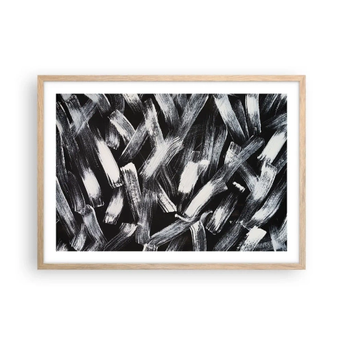 Pôster com moldura de carvalho claro - Abstração no espírito industrial - 70x50 cm