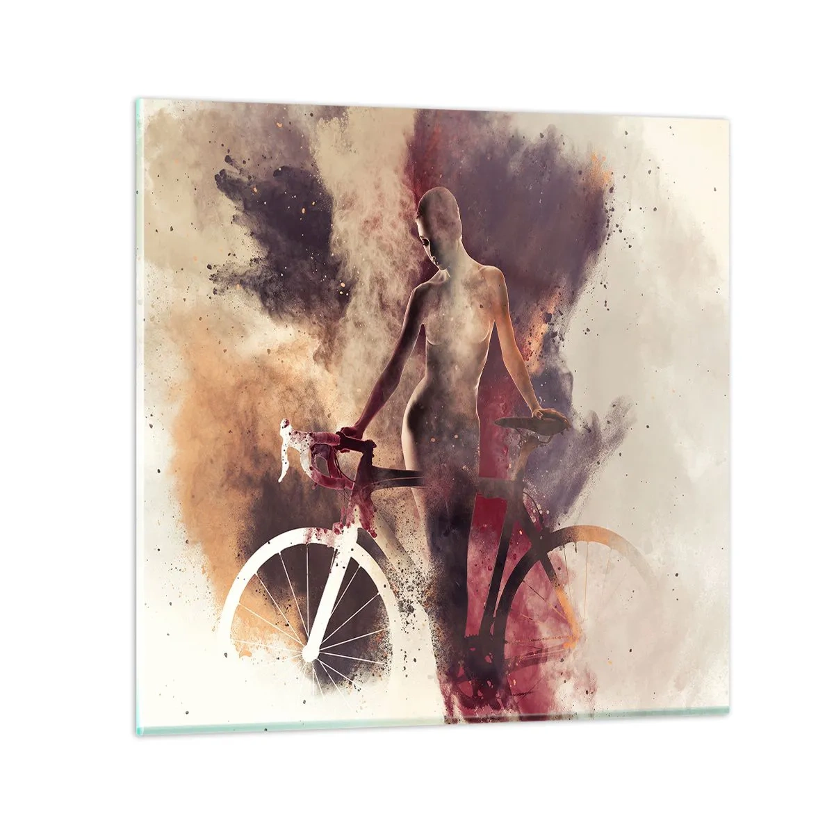 Quadro em vidro - Uma alma de bicicleta em formas de mármore - 50x50 cm