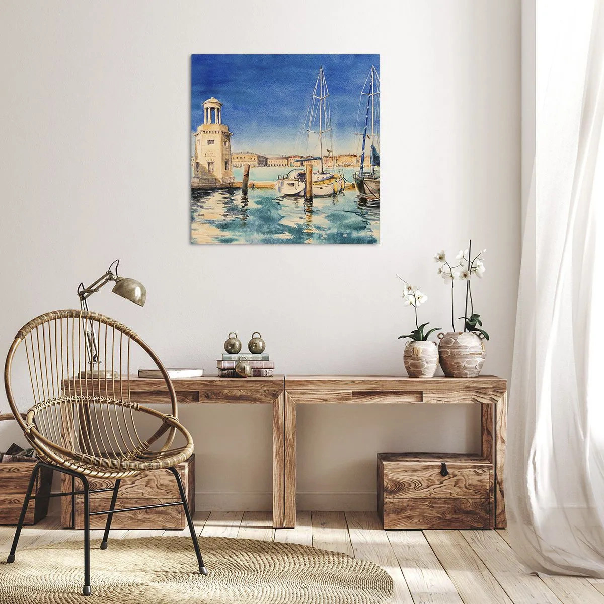 Quadro em tela - Lagoa ensolarada - 40x40 cm