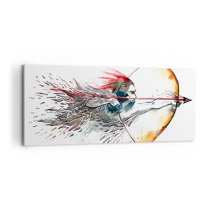 Quadro em tela - Guerreiro mítico com um arco de fogo - 120x50 cm