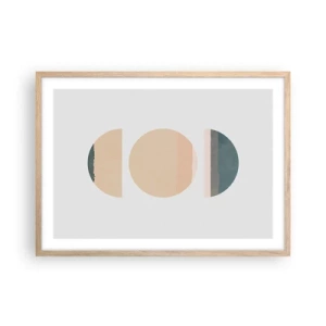 Pôster com moldura de carvalho claro - Círculo entre círculos - 70x50 cm