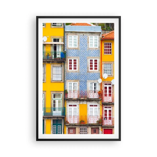 Pôster com moldura preta - Cores da cidade velha - 61x91 cm