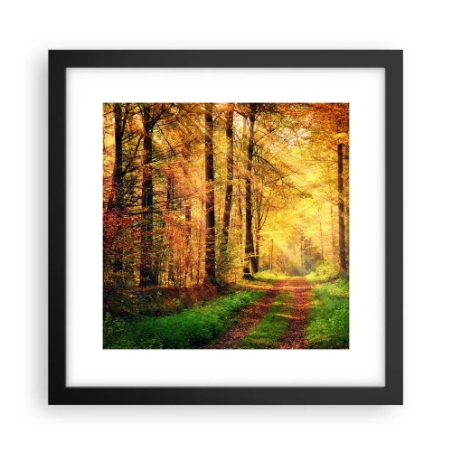 Pôster com moldura preta - Silêncio dourado da floresta - 30x30 cm