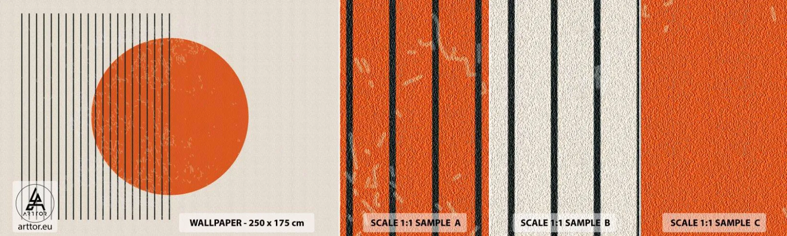 Amostra de Papel de Parede Standard Eco - Sempre sol - Sol, Minimalista, Linhas - 100x30 cm