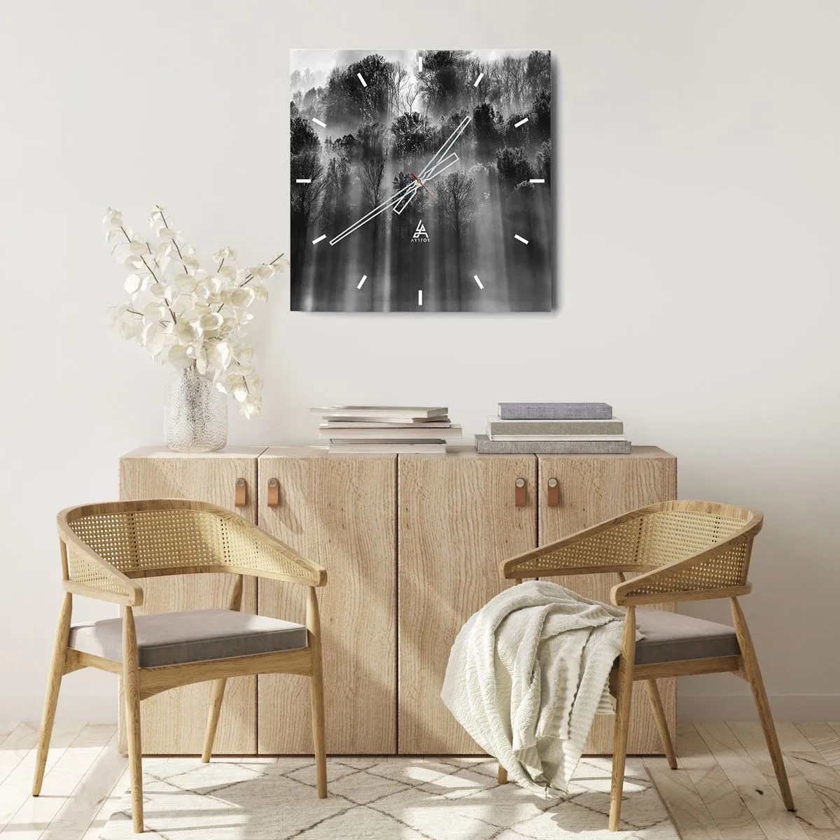 Relógio de parede - Relógio em vidro - Em correntes de luz - 30x30 cm