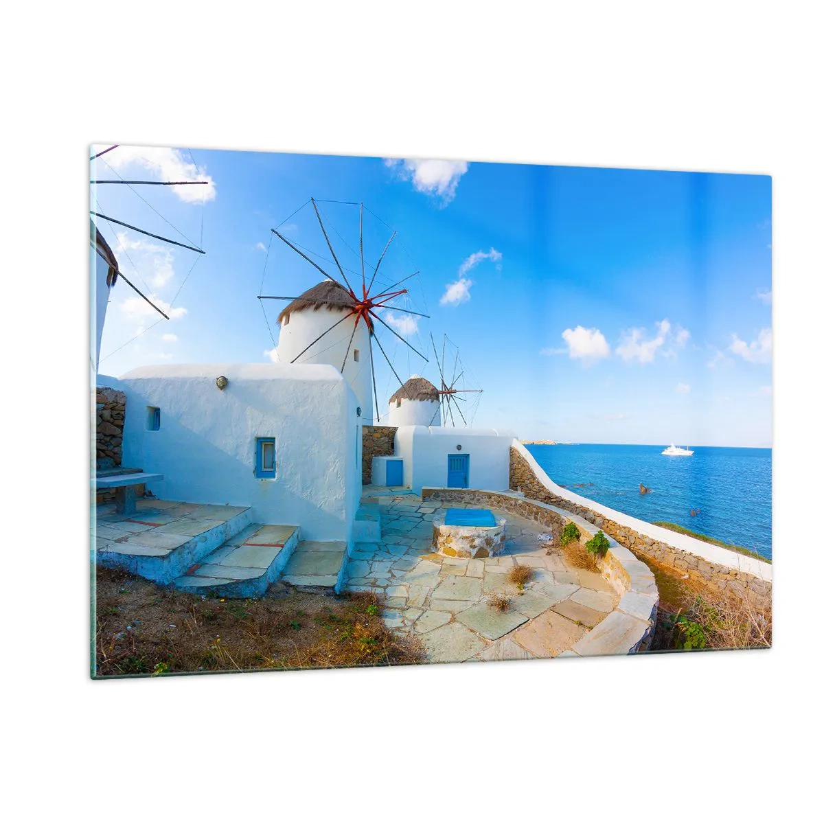 Quadro em vidro - Vento azul do mar - 120x80 cm