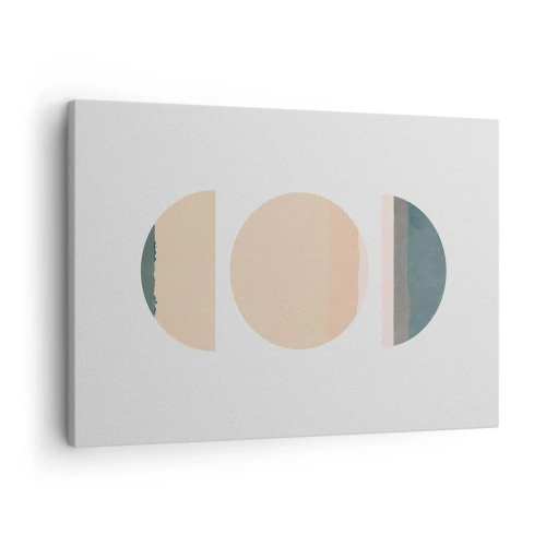 Quadro em tela - Formas geométricas abstratas em cores pastel - 70x50cm - Círculo entre círculos - Decoração de parede moderna para a sala de estar e quarto ARTTOR