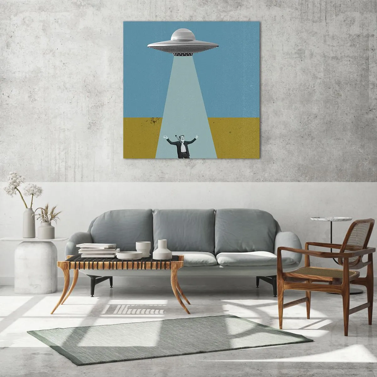 Quadro em vidro - Encontro próximo - 40x40 cm