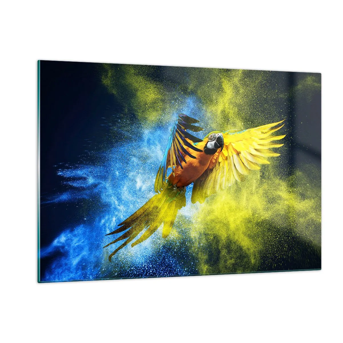 Quadro em vidro - Em pó azul-dourado - 120x80 cm