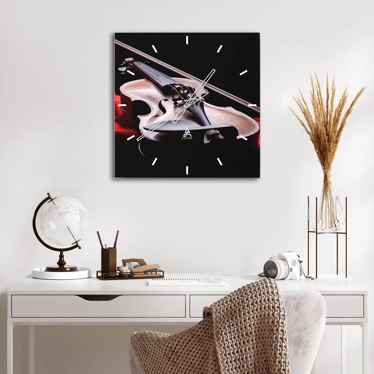 Relógio de parede - Relógio em vidro - Música de sentimentos - 40x40 cm