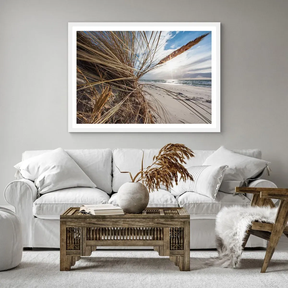 Pôster em moldura branca - Reunião dos rlementos da natureza - 100x70 cm