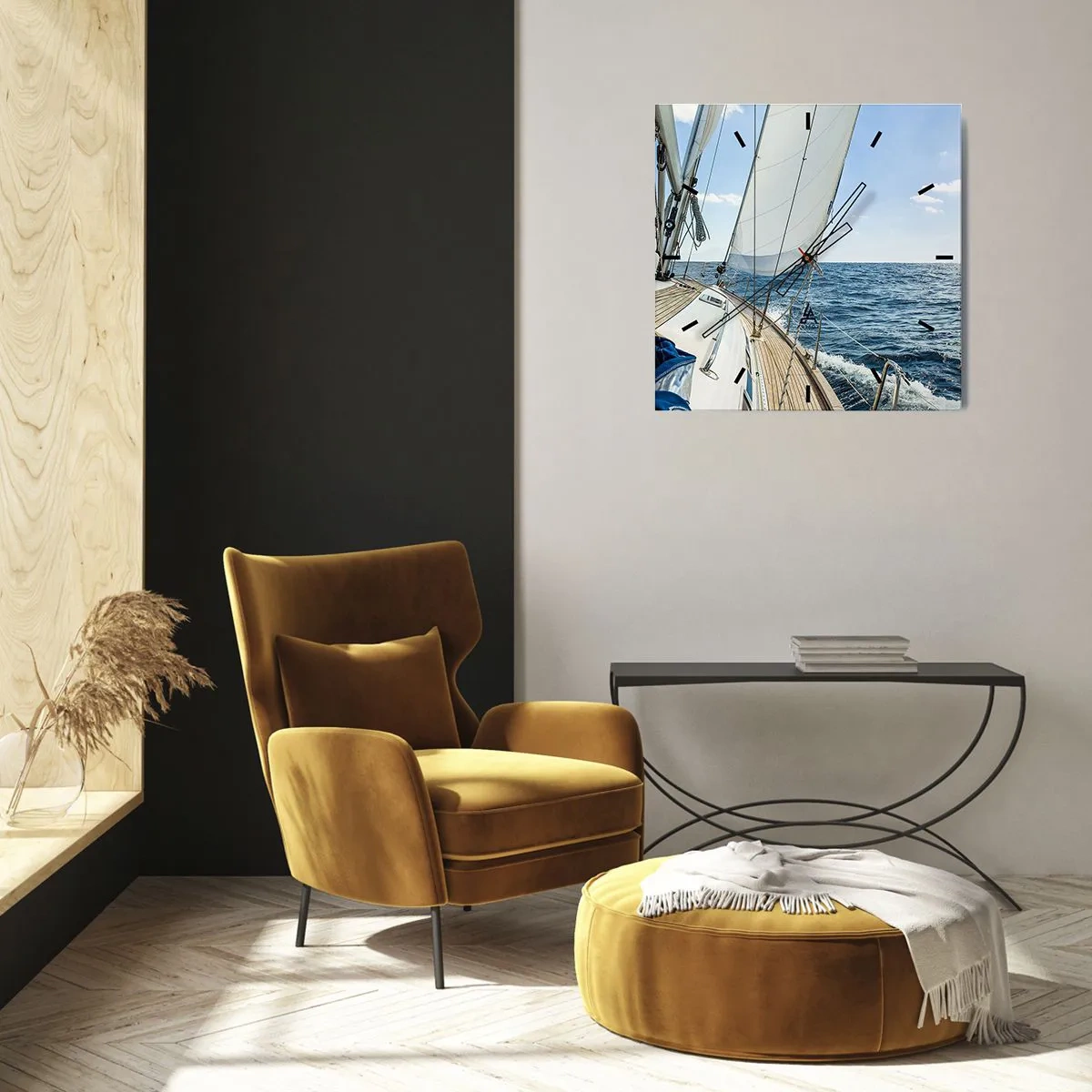 Relógio de parede - Relógio em vidro - Ahoy, aventura - 40x40 cm