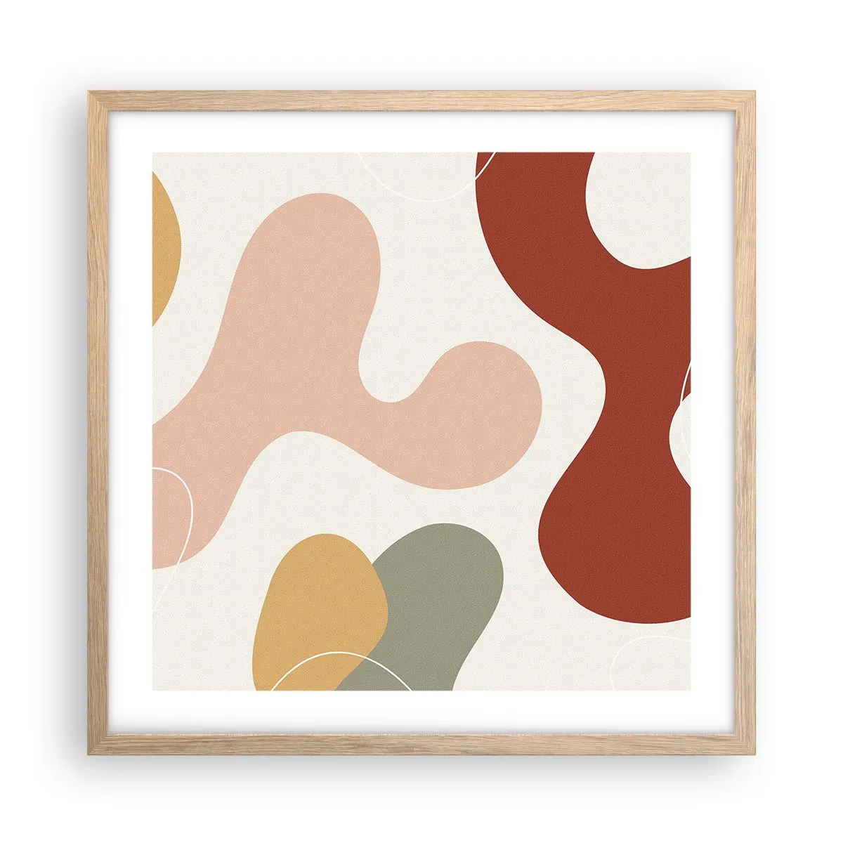 Pôster com moldura de carvalho claro - Ziguezagues ornamentais - 50x50 cm