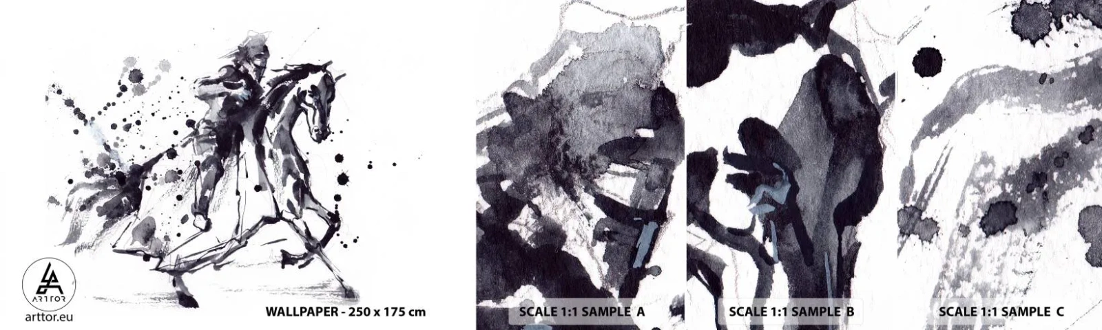 Amostra de Papel de Parede Standard Eco - Cavaleiro Negro - Abstração, Cavaleiro a cavalo, Armadura de cavaleiro - 100x30 cm