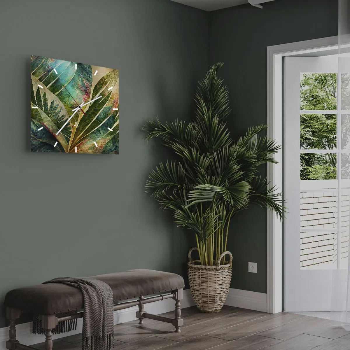 Relógio de parede - Relógio em vidro - As cores dos trópicos - 40x40 cm