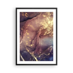 Pôster com moldura preta - Uma composição abstrata com tons de dourado e marrom em um estilo artístico. - 50x70cm - Matéria e espírito - Decoração de parede moderna para a sala de estar e quarto ARTTOR