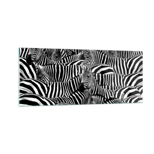 Quadro em vidro - Retrato de grupo em listras - 100x40 cm