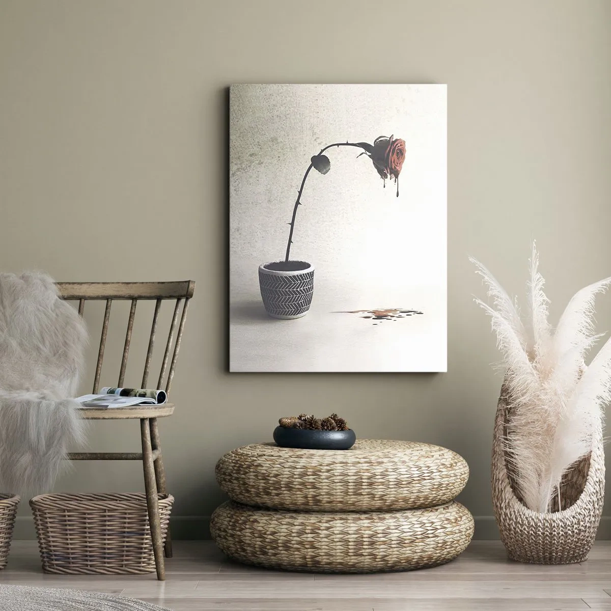 Quadro em tela - Rosa dolorosa - 45x80 cm