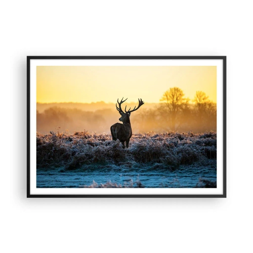 Pôster com moldura preta - Coroado em sua terra - 100x70 cm