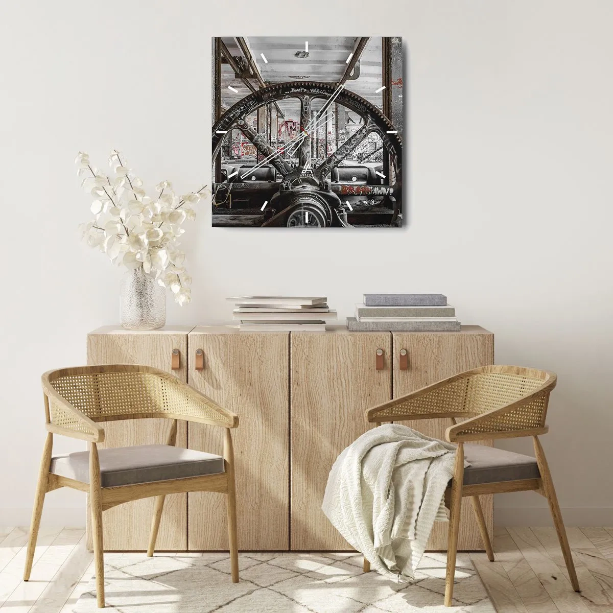 Relógio de parede - Relógio em vidro - A vida secreta da fábrica - 40x40 cm