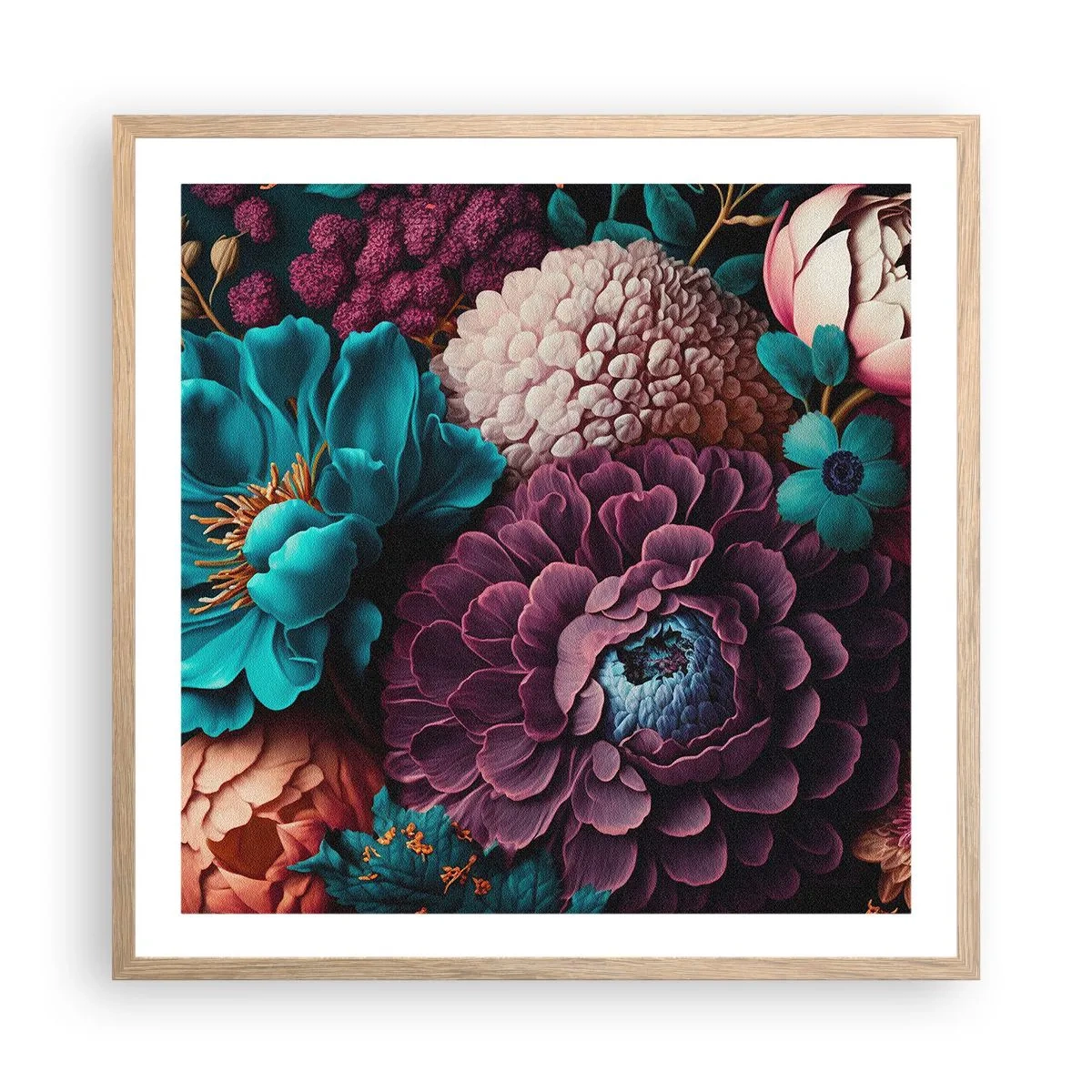 Pôster com moldura de carvalho claro - Natureza em abundância - 60x60 cm