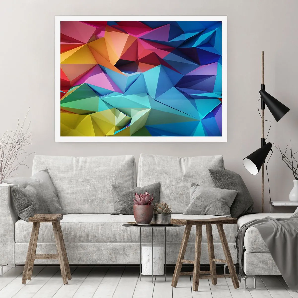Pôster - Arco-íris de origami - 100x70 cm