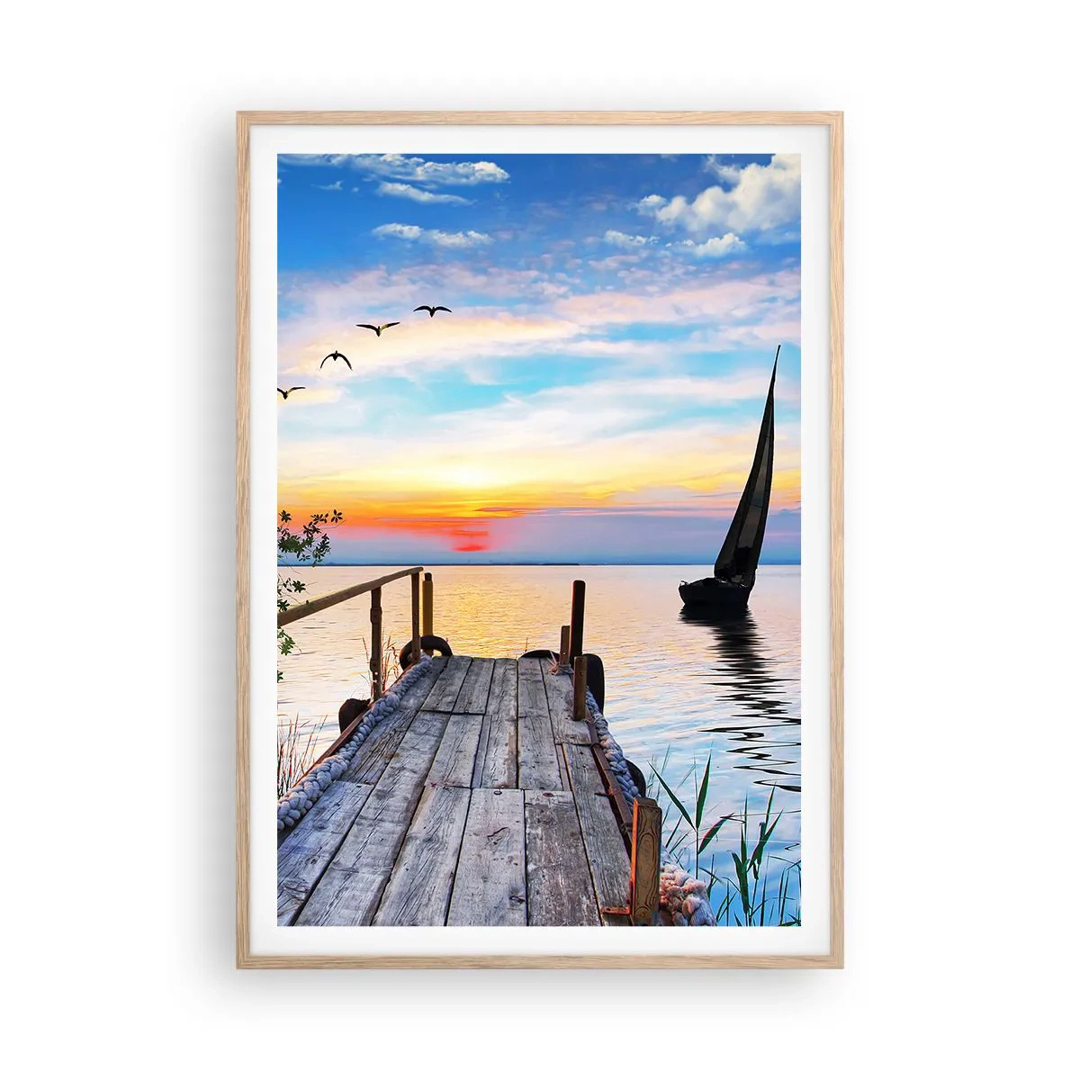 Pôster com moldura de carvalho claro - Boa noite - 70x100 cm