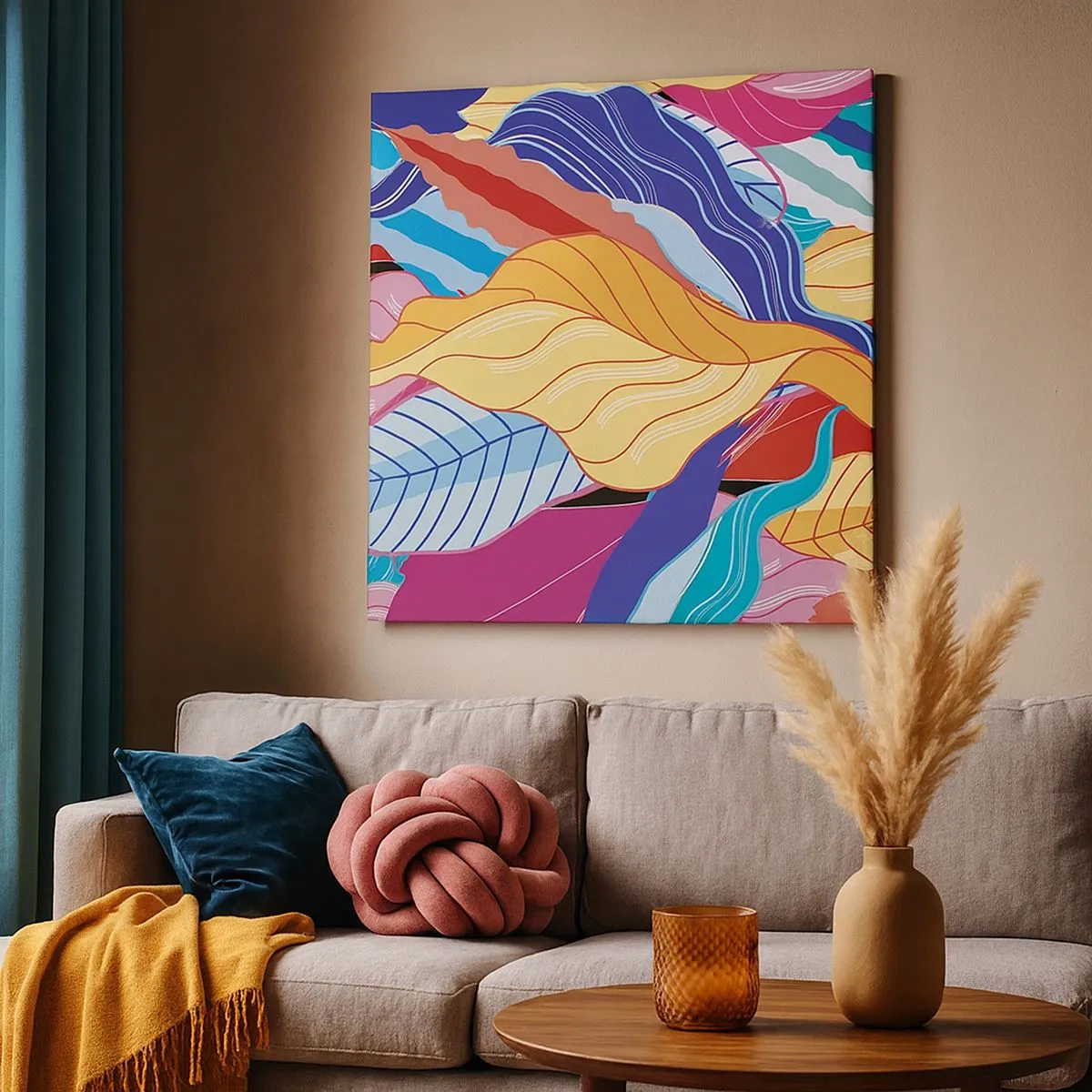 Quadro em tela - Bagunça colorida - 30x30 cm