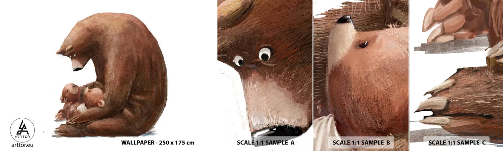 Amostra de Papel de Parede Standard Eco - Doces sonhos, crianças - Para crianças, Urso, Família - 100x30 cm