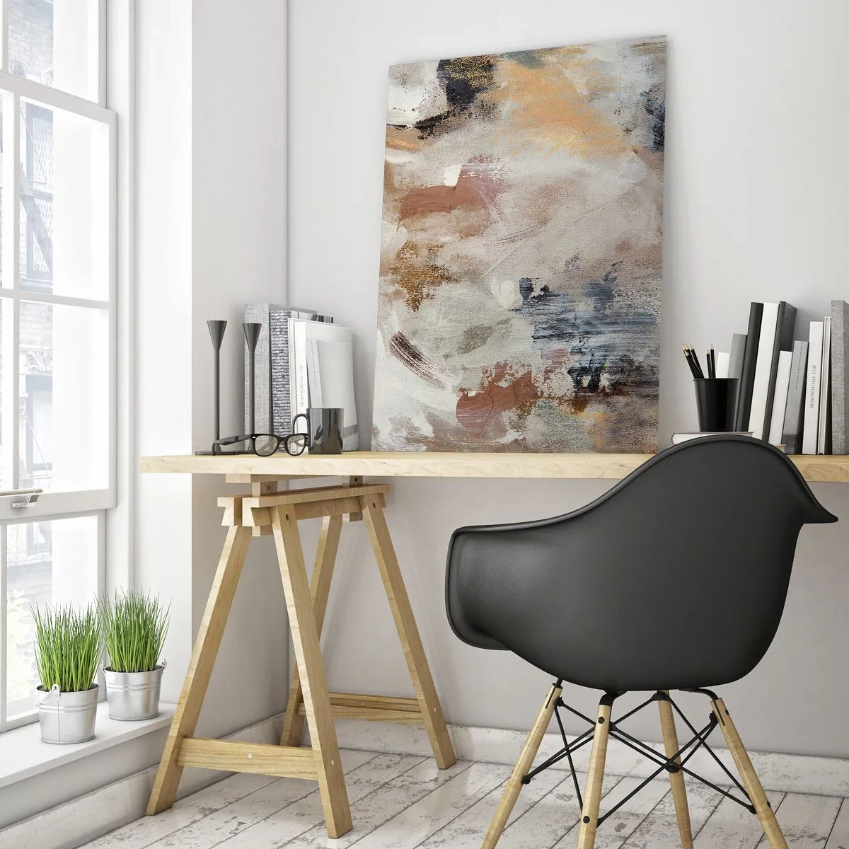 Quadro em vidro - Abstração enevoada - 50x70 cm