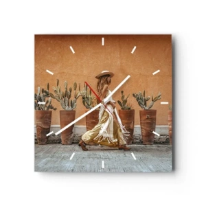 Relógio de parede - Relógio em vidro - Estilo hippie - 40x40 cm