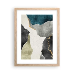 Pôster com moldura de carvalho claro - Composição de mosaico com fio de ouro - 30x40 cm