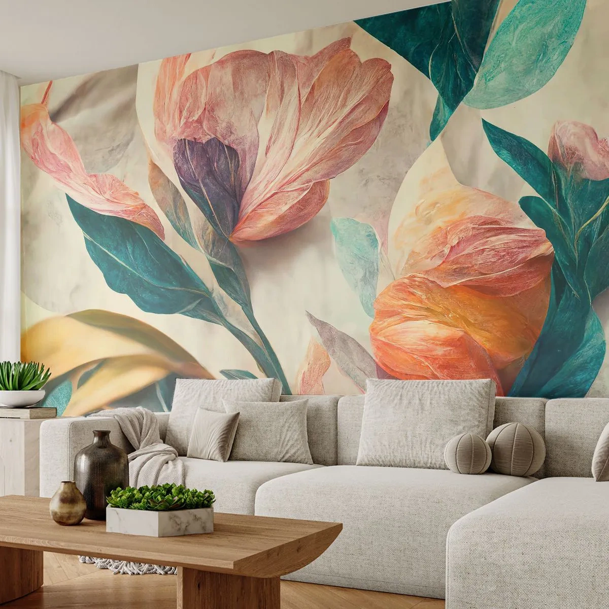 Papel de Parede Premium Canvas - Flores das ilhas do sul - Flores, Vintage, Botânica - 150x105 cm