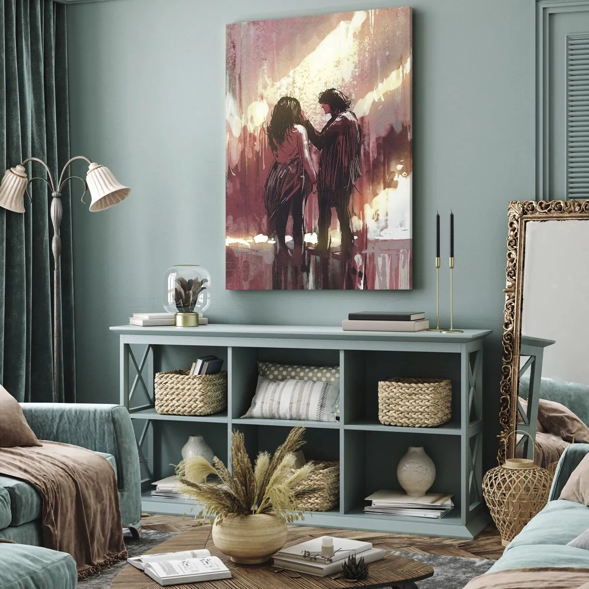 Quadro em tela - O eterno espetáculo do amor - 55x100 cm