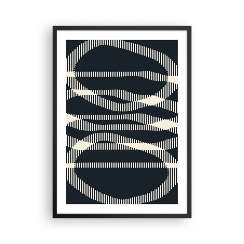 Pôster com moldura preta - Motivo geométrico abstrato em tons de preto e branco - 50x70cm - Uma tentativa de quebrar a escuridão - Decoração de parede moderna para a sala de estar e quarto ARTTOR