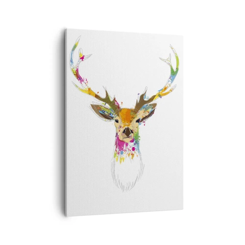 Quadro em tela - Um cervo gentil banhado em cores - 50x70 cm
