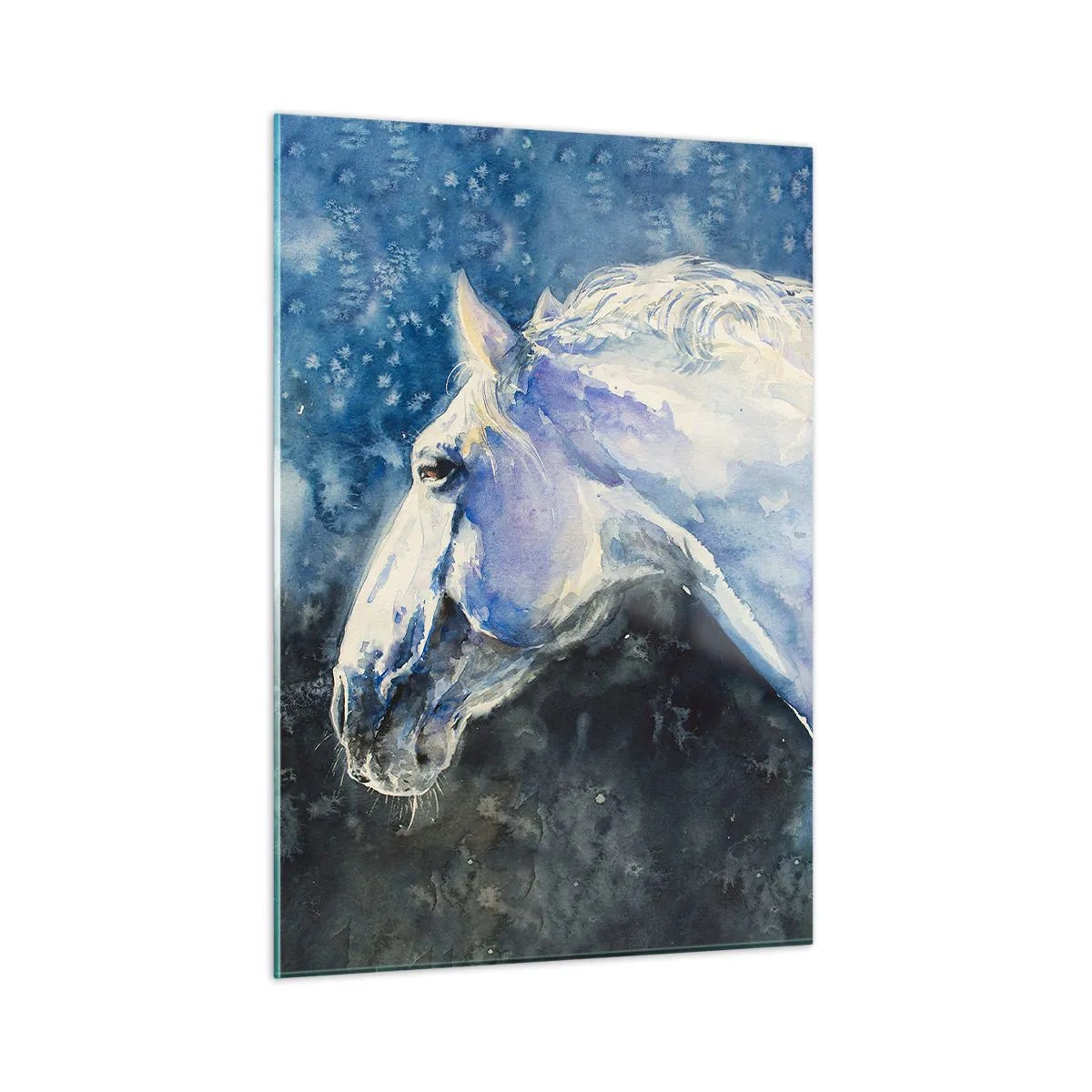 Quadro em vidro - Retrato com um brilho azul - 50x70 cm